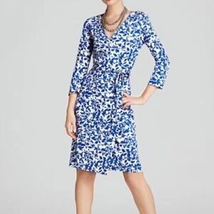 Diane Von Furstenberg Blue Floral silk wrap Dress